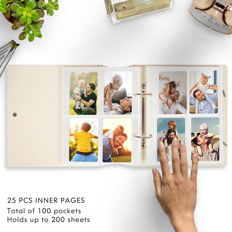 Ablus A5 Kpop Photocard Binder, 2 Ring Binder Photo Album for Fujifilm Instax Mini Camera Polaroid Printer Photo Film, 2x3 inch Kpop Photocard Holder Book with 25 Pages 4 Pocket (Mint) - Image 2